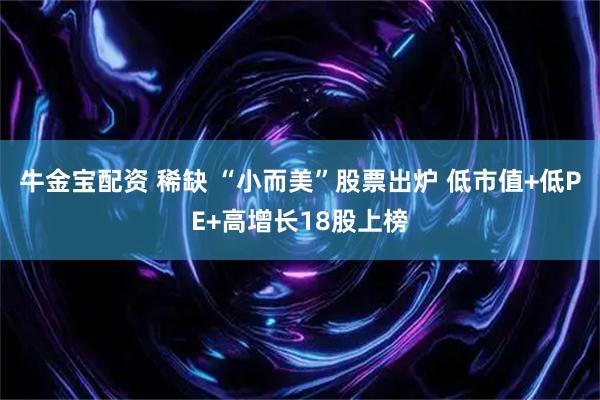 牛金宝配资 稀缺 “小而美”股票出炉 低市值+低PE+高增长18股上榜