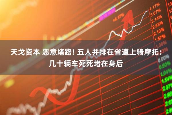 天戈资本 恶意堵路! 五人并排在省道上骑摩托：几十辆车死死堵在身后