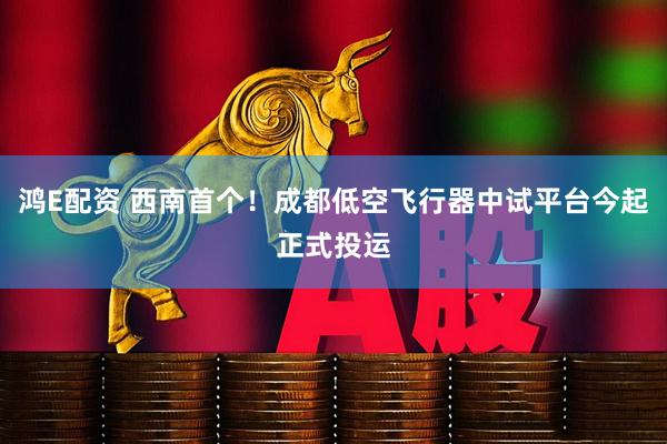 鸿E配资 西南首个！成都低空飞行器中试平台今起正式投运